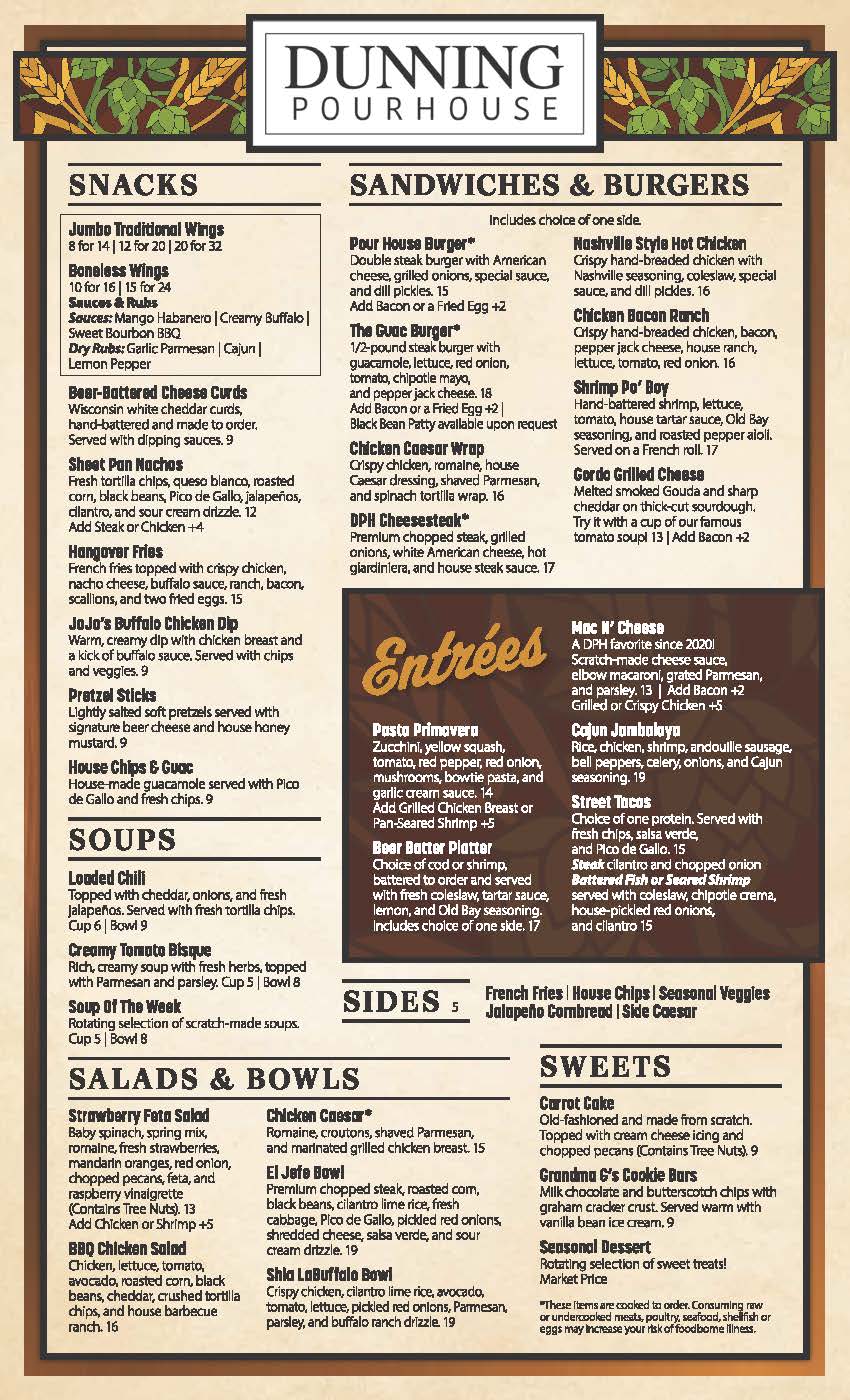 Dunning Pour House Beer Menu 202